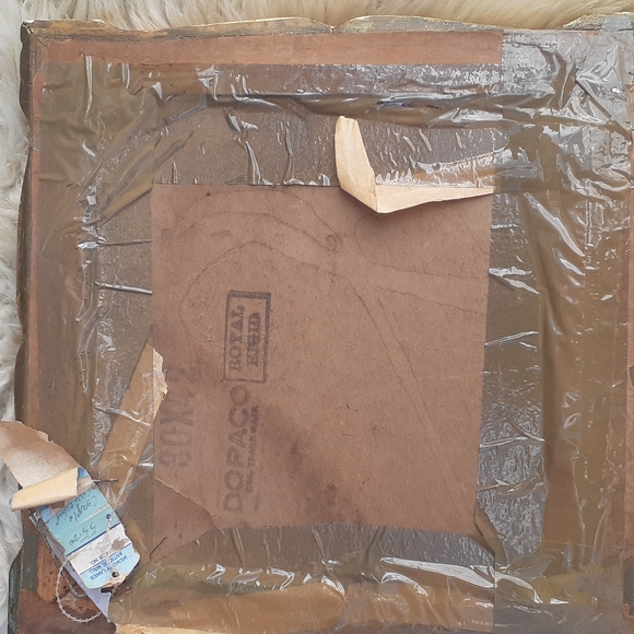 Porcelain painting Courting man woman pet Dog Garden gold frame 10x10 - Picture 3 of 5